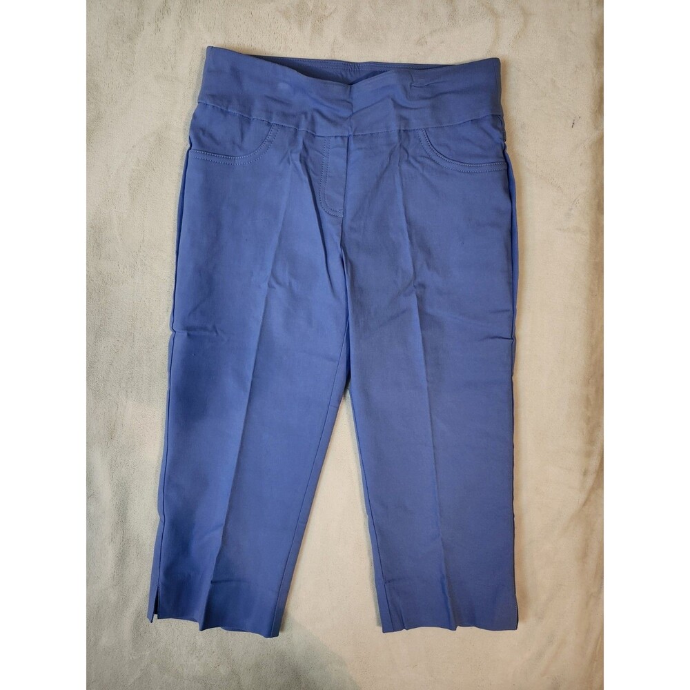 Ruby Rd Petite Size 4P Blue Crop Capri Pants Stretch Pull On New With Tags